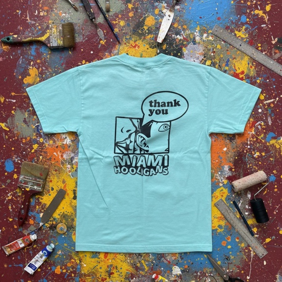 Miami Hooligans Thank You Graphic Tee Aqua Regular - Picture 2 of 6